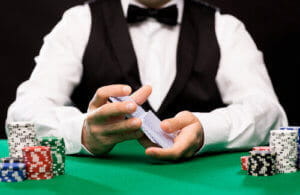 Live Dealer Casino Shuffling with casino chips